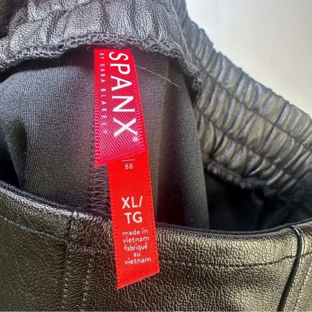 Spanx Leather Like Joggers Black Noir‎ Size XL Women's Spanx pants joggers